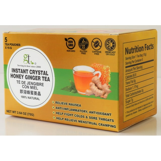 Instant Crystal Honey Ginger Tea (5 Tea Pouches)