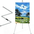 thumbnail image 1 of Instant Display Easel Stand - 63" Tripod Collapsible Portable Artist Floor Easel - Easy Folding Telescoping Adjustable Art Poster Metal Stand for Display Show,Silver, 1 of 6