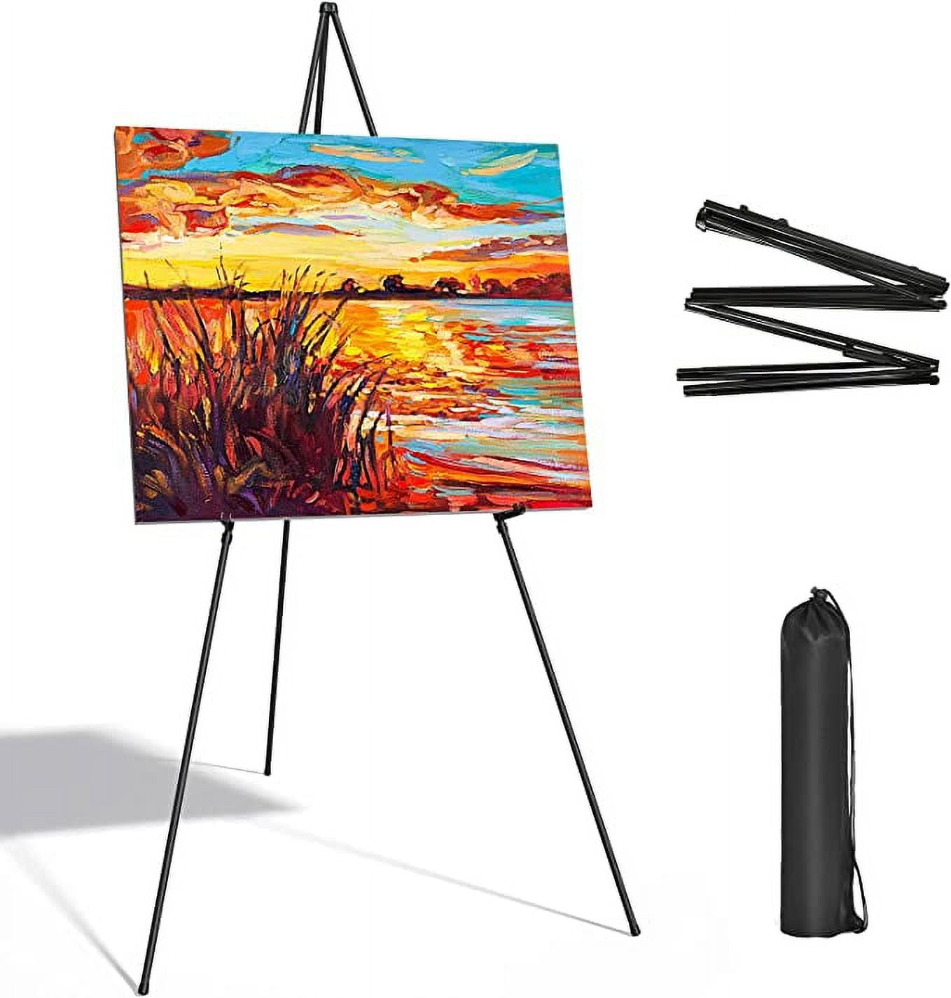 63 Folding Artist Easel Stand for Wedding Signs, Poster, Adjustable  Display Stand Painting Easel with Bag, Portable Art Drawing Easel  Lightweight Metal Tripod Floor Standing Poster Easel Black (Black) :  : Home