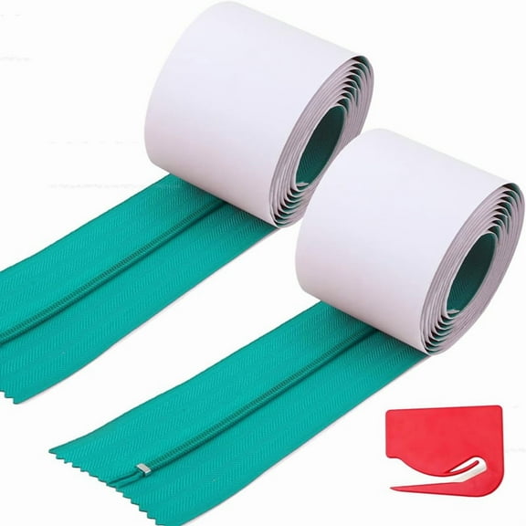 Instant Door Dust Protection Self-Adhesive Tarp Double Zipper Green