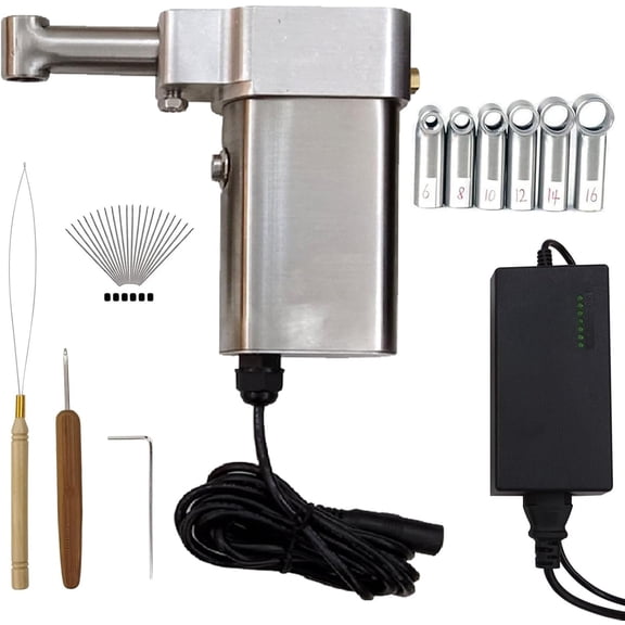Instant Dreadlock Machine,Portable Dreadlock Maker Crochet Machine,Automatic Dreadlock Machine,with 6/8/10/12/14/16mm (6*Braid Heads)