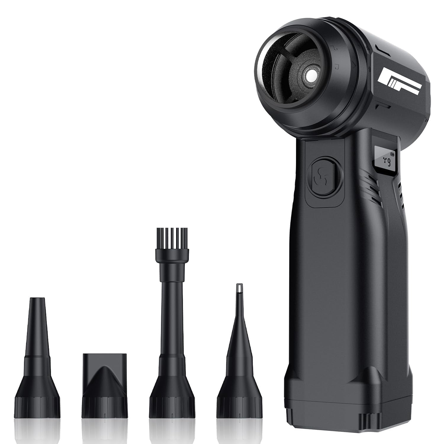 Instant Dust Removal — Compressed Air Duster 90,000 RPM with 40mm Nozzle, LED Light, TFT Display, 9-Speed Adjustable Rechargeable Air Duster, 10,000mAh Battery, 5 Nozzles for Computer,blowers