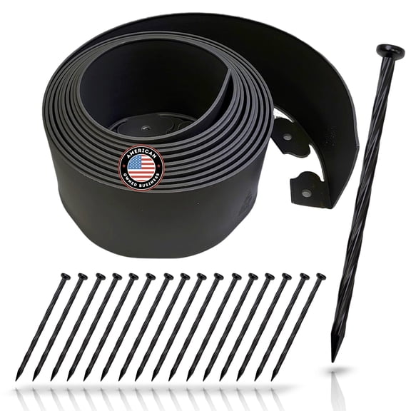 Instant Edging - (Extra Tall 4.75" High) - Black 20ft Premium No Dig Yard Edging Kit, for Landscaping, and Flower Gardens - Includes 18 Edging Stakes (BLACK)