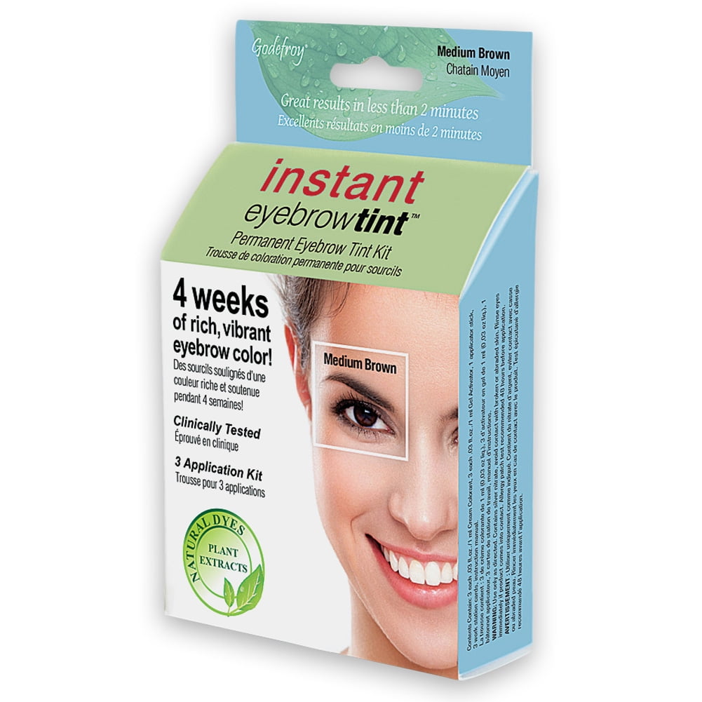 Godefroy Instant Eyebrow Tint, Light Brown, 3 Application Kit