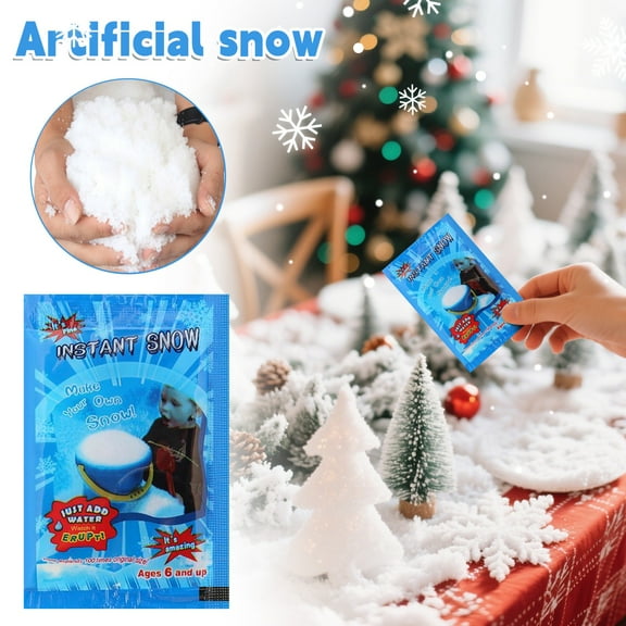 Instant Fake Snow Powder, Great For Kids, Holiday Decorating, Sensory Play & Slime, 1 Pack, Anytime Anywhere Artificial Snow That Looks Feels Like Real Snow, Safe Easy To
