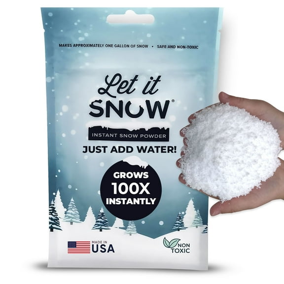 Let It Snow Instant Fake Snow Powder, USA-Made for Kids, Holiday Decor, Sensory Play & Slime –1 Pack