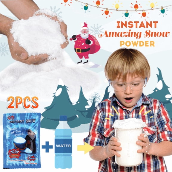 Instant Fake Snow Super Absorbent Powder, 2Pcs Pack, Artificial Snow For Christmas Wedding Decor, Water-Activated Snow Powder For Festive Decoration & Craft Projects