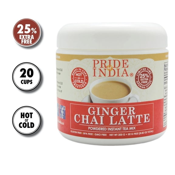 Pride Of India 100% NATURAL - No artificial colors, No flavors, & No preservatives Chaimati Powdered Instant Tea Premix, Ginger Chai Latte, 2 lbs
