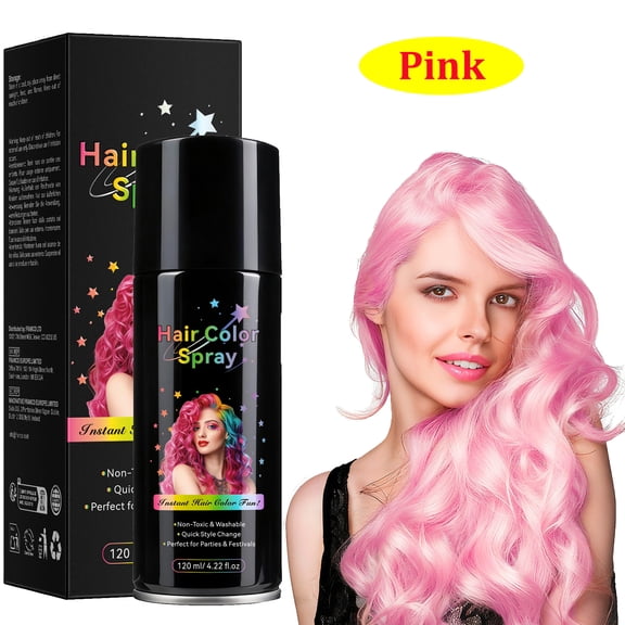 Instant Hair Color Spray - 10 Washable Colors for Parties, Festivals & Fun | Non-Toxic & Easy to Wash Out, Pink, 4.22fl.oz