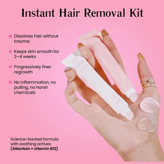 Instant Hair Removal Cream for Women – Facial Hair Remover for Women Body & Bikini Area – Painless Removal for Legs, Arms & Body, Painless Unwanted Growth Remover for Fuzz, Travel Size