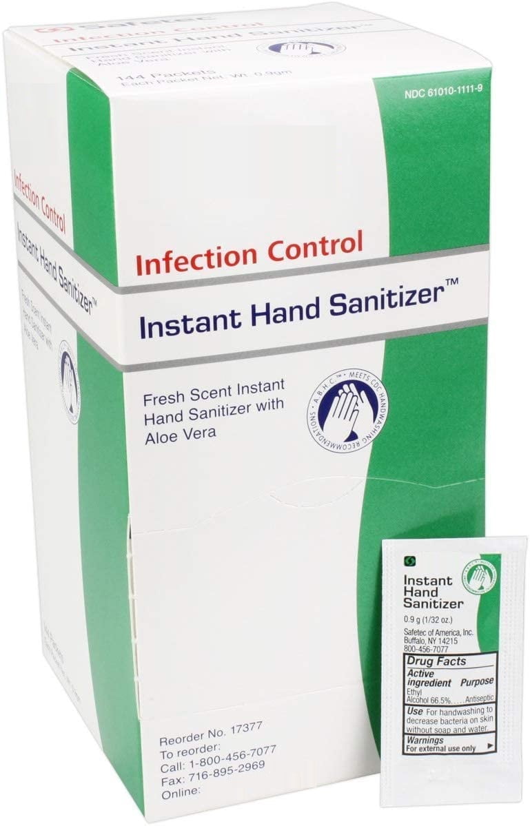 Safetec 17377 Instant Hand Sanitizer 0.9 Gram Packets (Box of 144)
