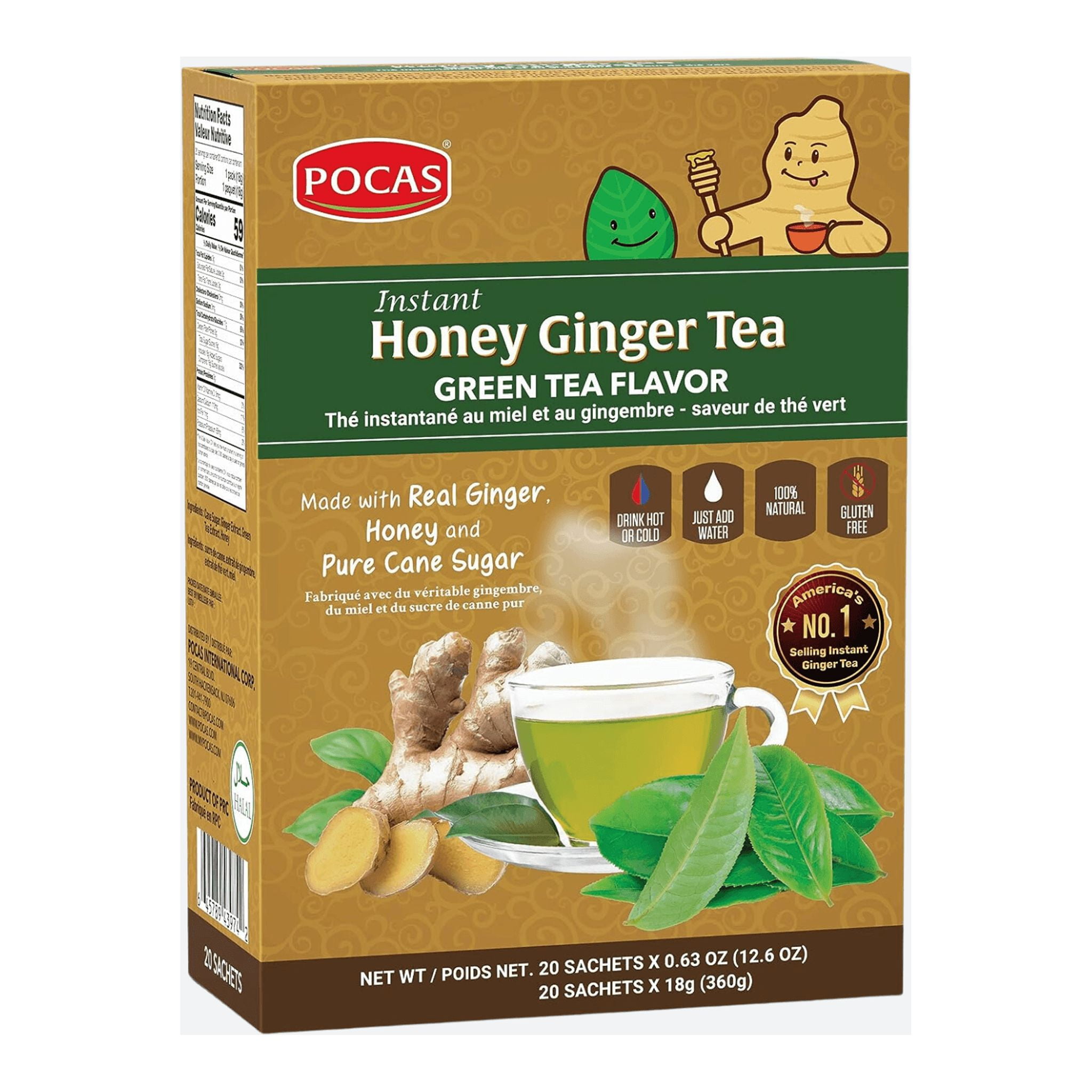 Instant Honey Ginger Tea Green Tea Flavor