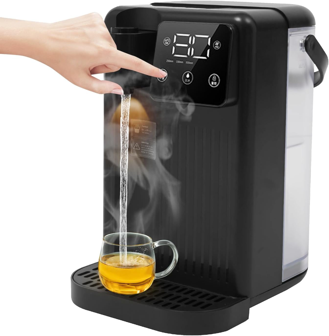 Instant Hot Water Dispenser, 3L/0.79-Gallon Desktop Water Dispenser 1700W Adjustable Water Output&Temperature Water Tank 3s Quick Heating Hot Water Filter System (Black)