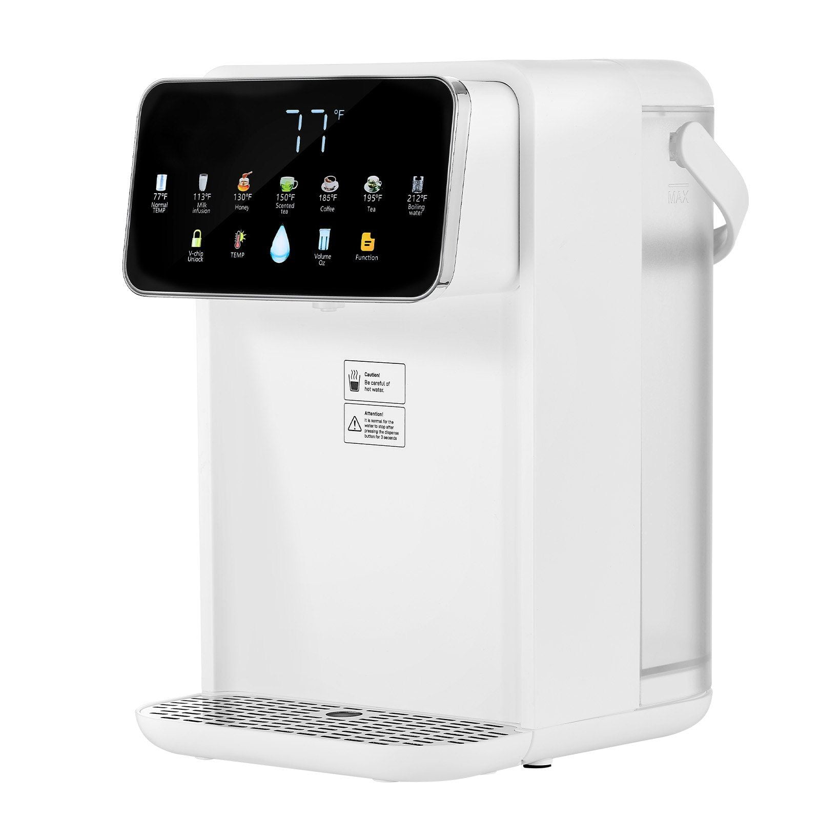 Instant Hot Water Dispenser Adjustable 7 Temperatures 7 Water Volumes 118oz Removable Tank Quick Heating Touchscreen Child Lock