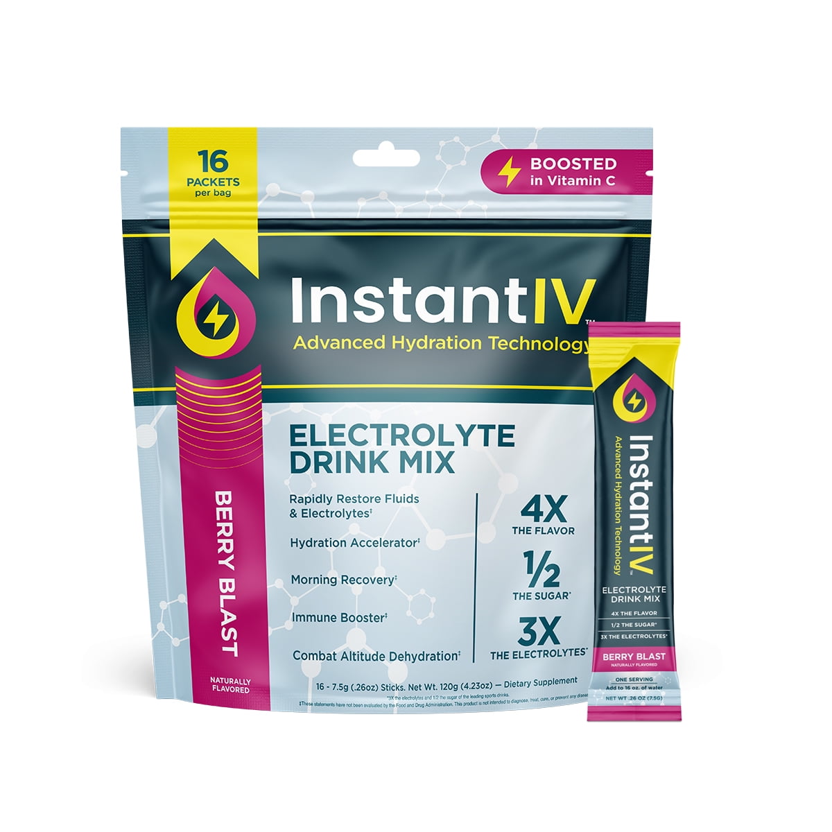 Instant IV Electrolytes Powder Drink Mix Advanced Hydration Technology Vegan & Gluten Free