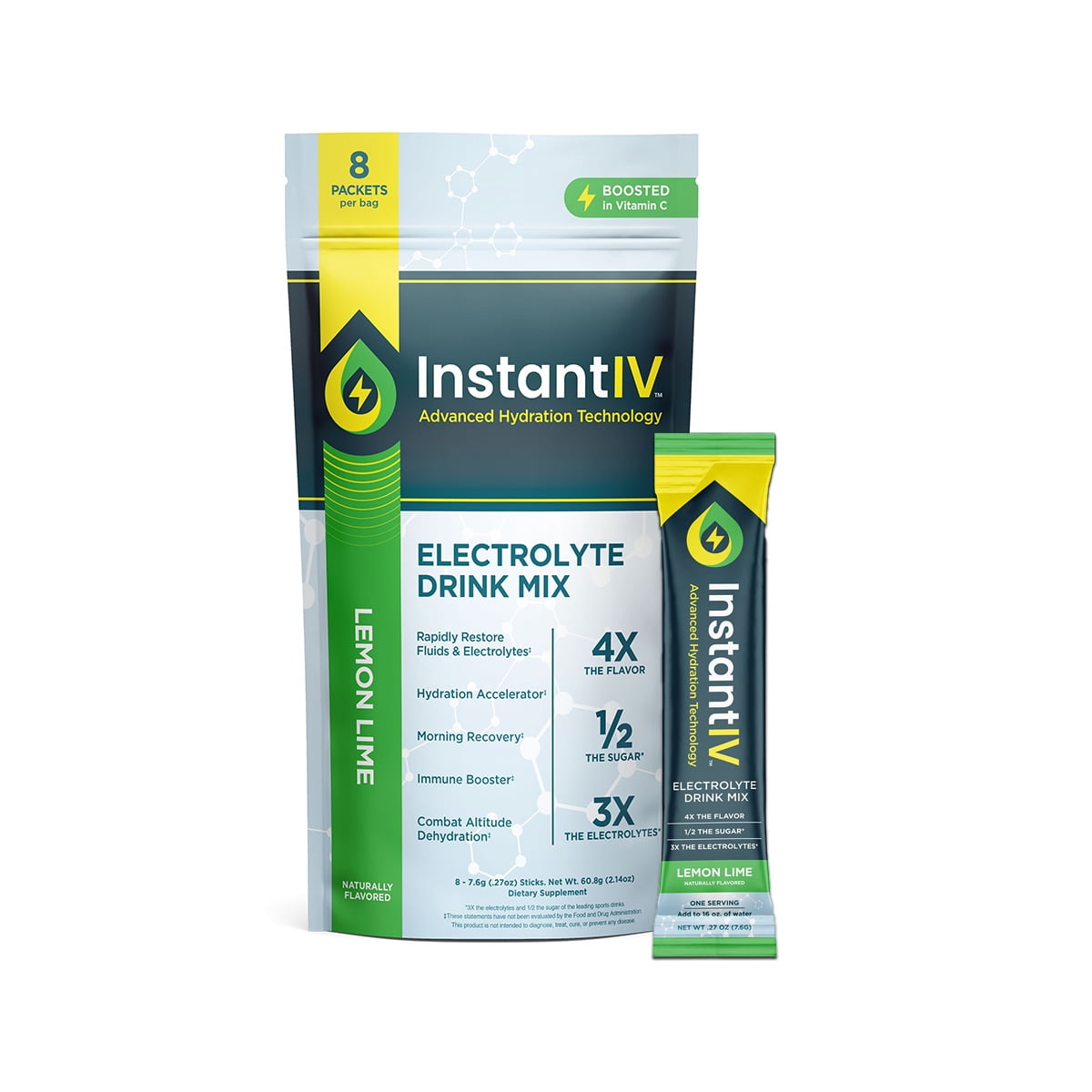 Instant IV Electrolytes Powder Drink Mix Advanced Hydration Technology Vegan & Gluten Free
