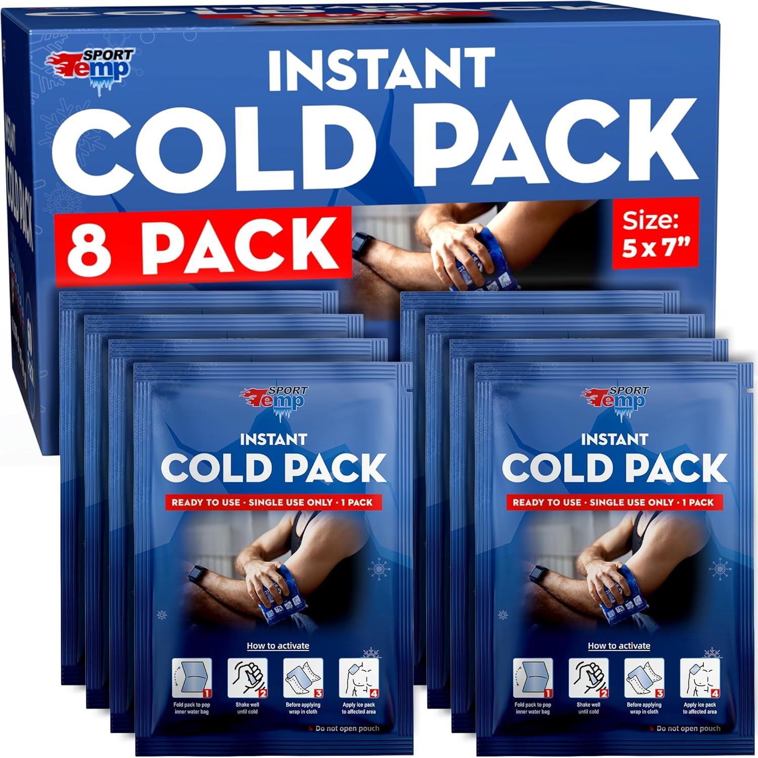 Instant Ice Col Packs (7”x 5”) isposable Ice Packs for Pain Relief ...