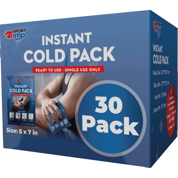 : Instant Ice Cold Packs - 30 Individual Packs (7x5) Cold Therapy Ice Packs for Pain Relief, Inflammation, Swelling, Sprains, Sprained Muscles, Toothache - Sport Temp