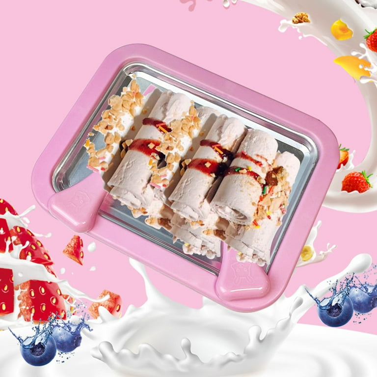 Instant Ice Cream Cold Plate Maker Automatic Instant Ice Cream Roll Maker  with Square Pan for Making Rolled Ice Cream 