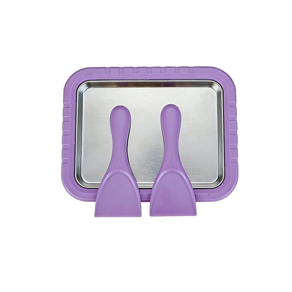 Instant Ice Cream Maker Kit Rolled Ice Cream Maker with 2 Scrapers Non-Electric Manual Homemade Frozen Treats Maker Family Fun Activity(Purple)