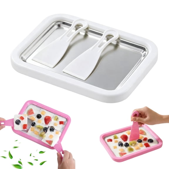 Instant Ice Cream Maker, Rolled Ice Cream Maker, Instant Gelato Pan/Roll, Homemade DIY Frozen Yoghurt Plate Freezer Kit Machine with 2 Spatulas