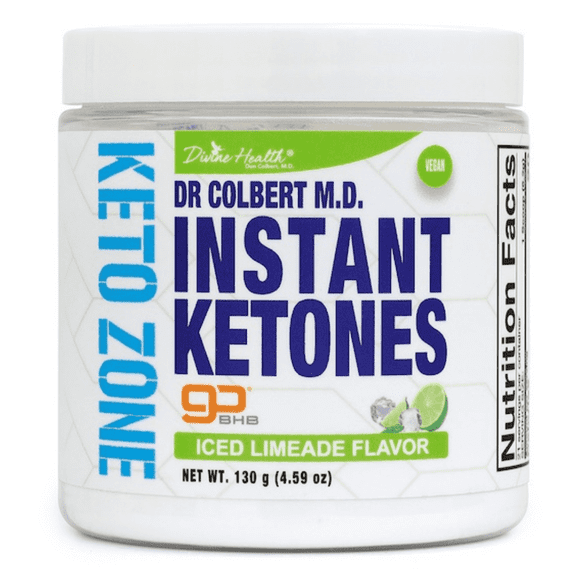 Dr Colbert, MD Instant Ketones Powder | Limeade Flavor | Keto Zone | Divine Health | Recommended in The Keto Zone Diet Book | GoBHB | Exogenous BHB Ketone Salts | 4.59oz | 21 Servings