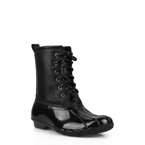 Instant Lace Up Women's Duck Boots in Black