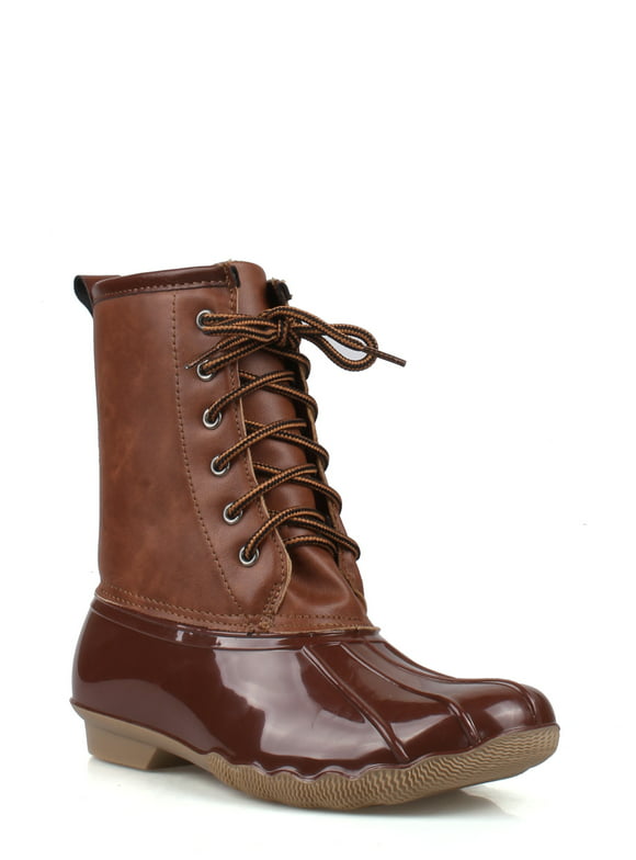 Instant Lace Up Women's Duck Boots in Tan
