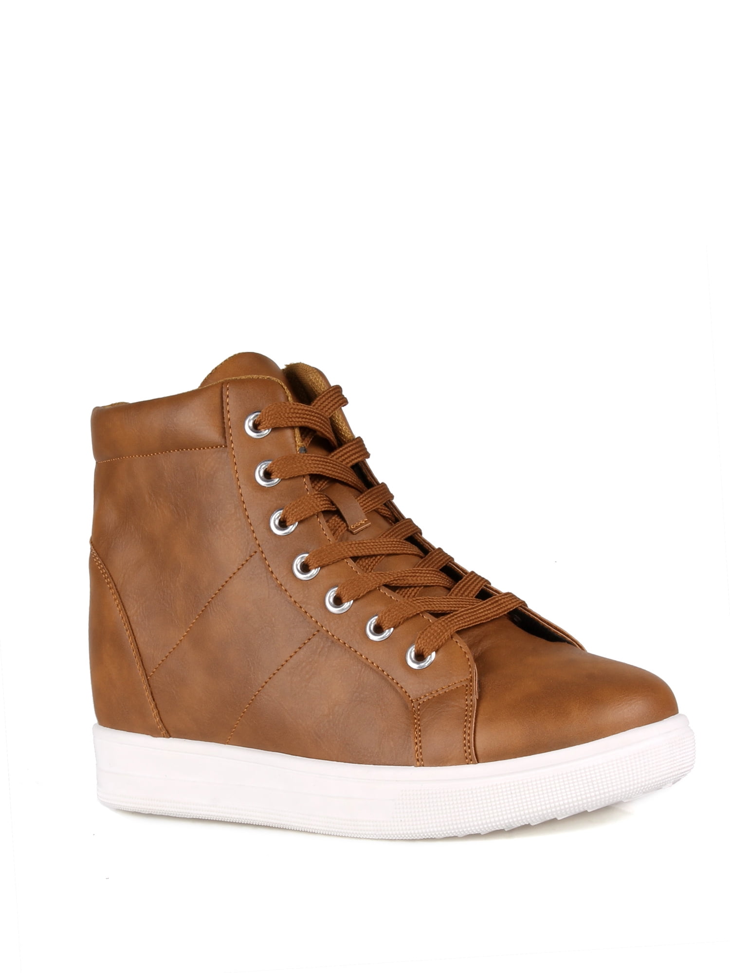 DIANTE★LACE UP WEDGE SOLE SNEAKERS Instant Lace up Wedge Sneakers in Tan - Walmart.com
