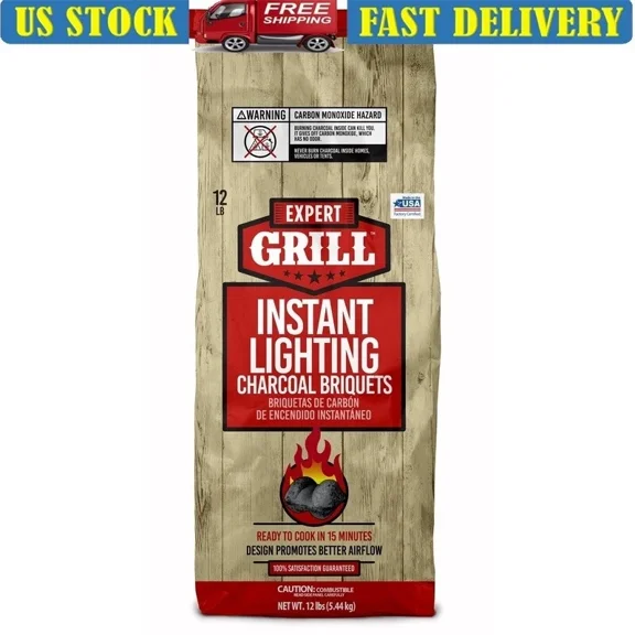 Instant Lighting Charcoal Briquets 12 Lb Perfect Grilling Bbq Tailgating New