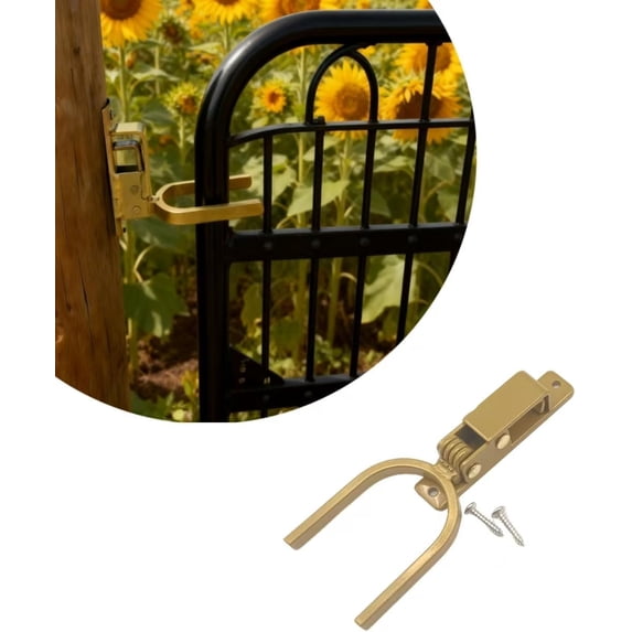 Instant Locking Gate Latch, Heavy-Duty Automatic Spring Lock, One-Hand Operation, Easy Install for Wood Metal Pipe Gates Farm Ranch Backyard