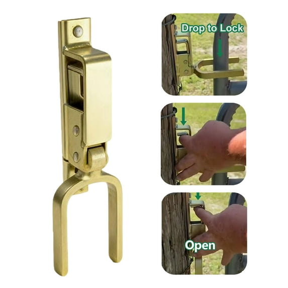 Instant Locking Gate Latch – Heavy-Duty One-Hand Gate Latch for Farm, Ranch & Backyard | Automatic Spring Lock, Rust-Resistant Steel, Easy Install on Wood, Metal & Pipe Gates (1PC)