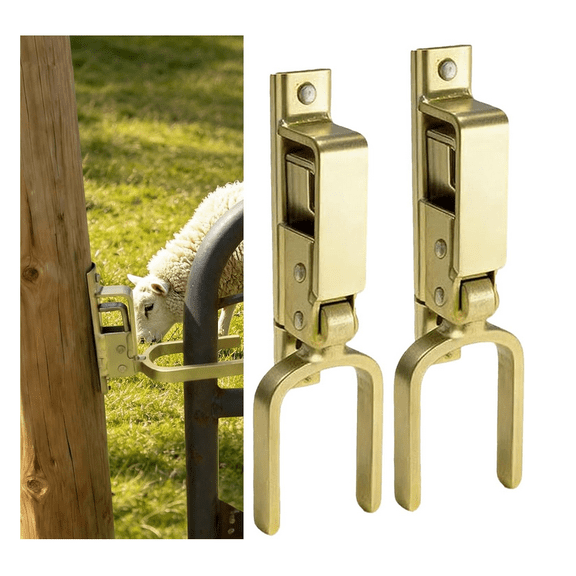Instant Locking Gate Latch, Heavy-Duty One-Hand Gate Latch for Farm, Ranch & Backyard | Automatic Spring Lock, Rust-Resistant Steel, Easy Install on Wood, Metal & Pipe Gates - (2Pcs)