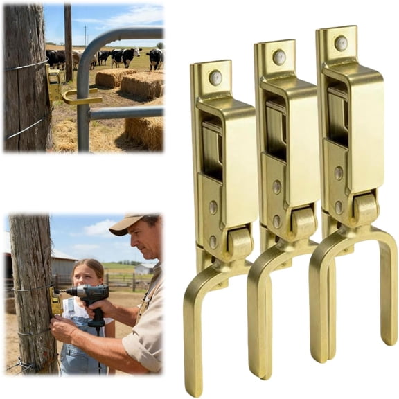 Instant Locking Gate Latch, Heavy-Duty Rust-Resistant Steel Automatic Spring Lock, One Hand Farm Gate Latch for Metal & Pipe Gates to Prevent Cattle, Sheep & Horses from Escaping
