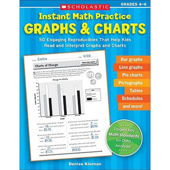 Pre-Owned Instant Math Practice: Graphs & Charts (Grades 4-6): 50 Engaging Reproducibles That Help Kids Read and Interpret Graphs and Charts (Teaching Resources), 9780439629249, 0439629241, Paperback,