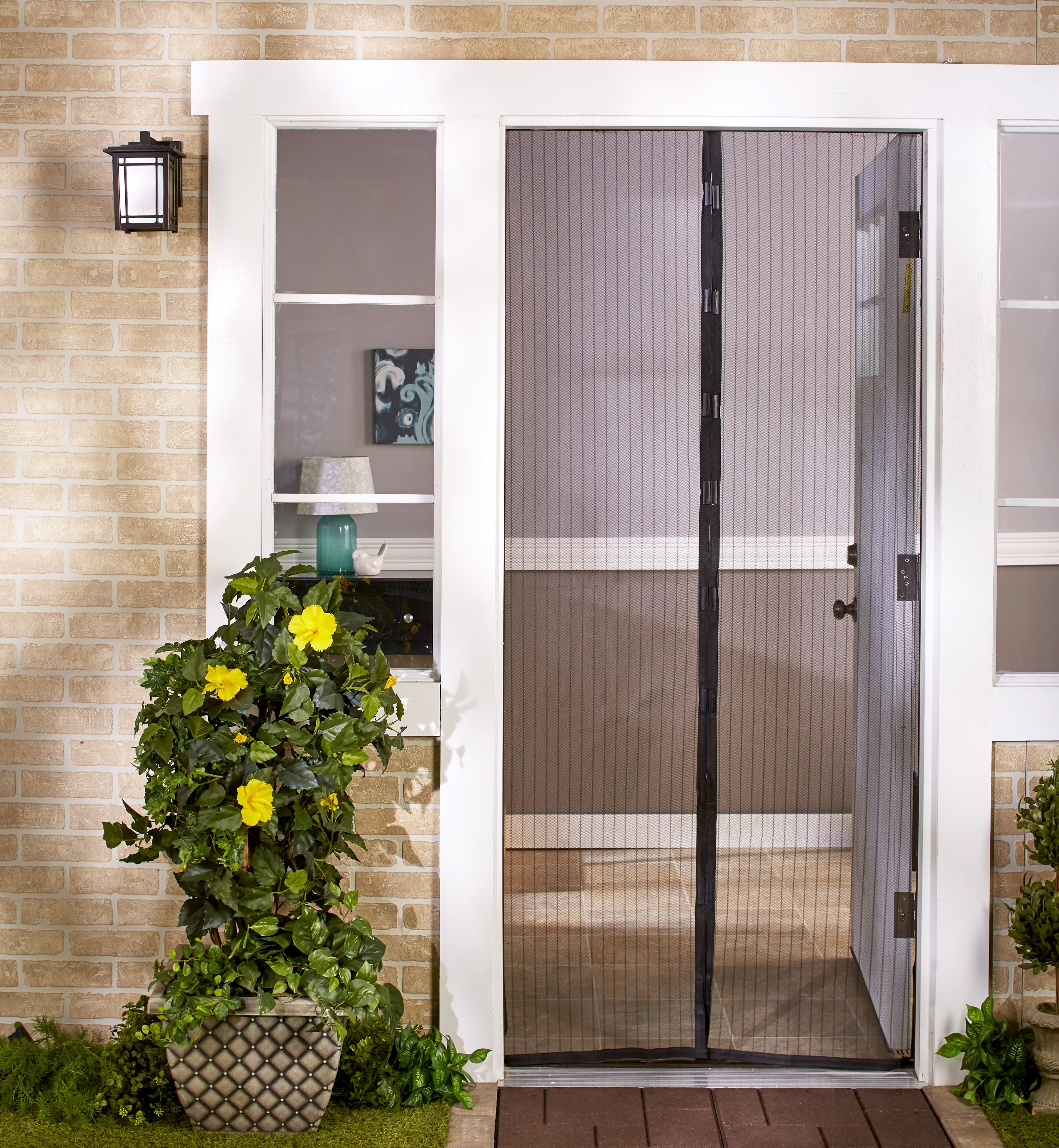 Black Polyester Magnetic Screen Door for Single Entry