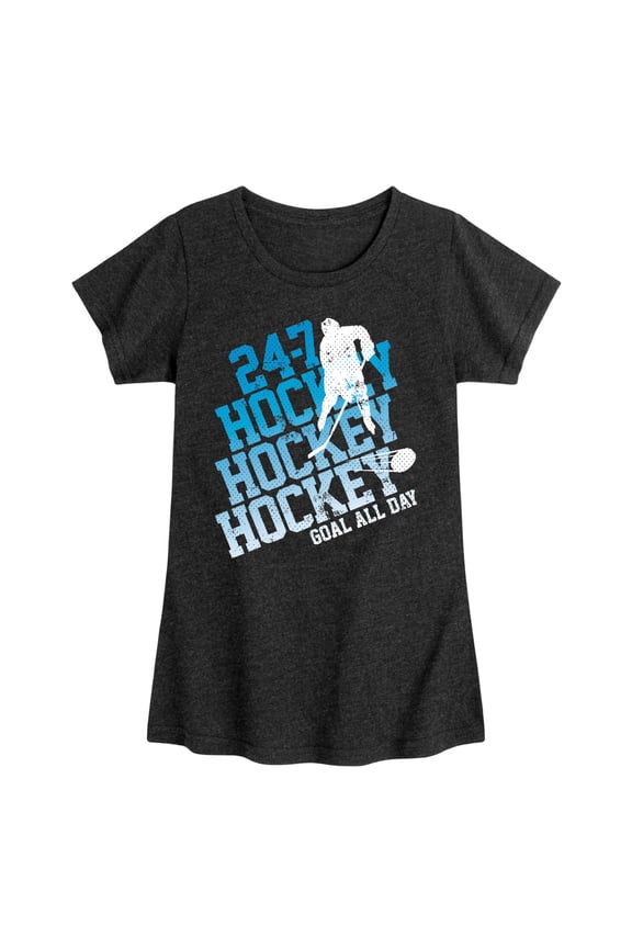 - 24/7 Hockey - Youth Girls Fitted Short Sleeve T-Shirt