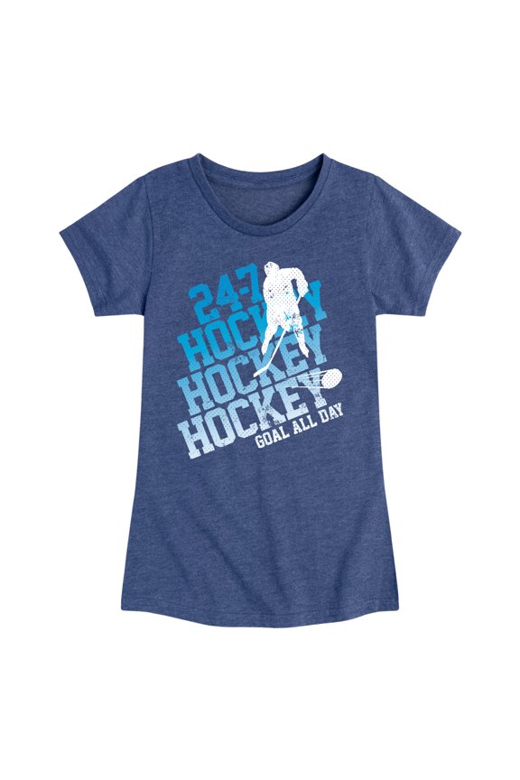 - 24/7 Hockey - Youth Girls Fitted Short Sleeve T-Shirt