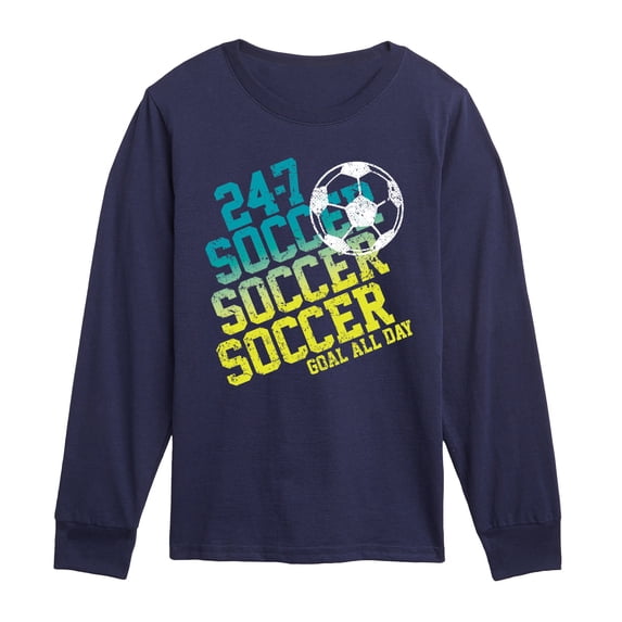 Instant Message - 24/7 Soccer - Youth Boys Long Sleeve Graphic T-Shirt