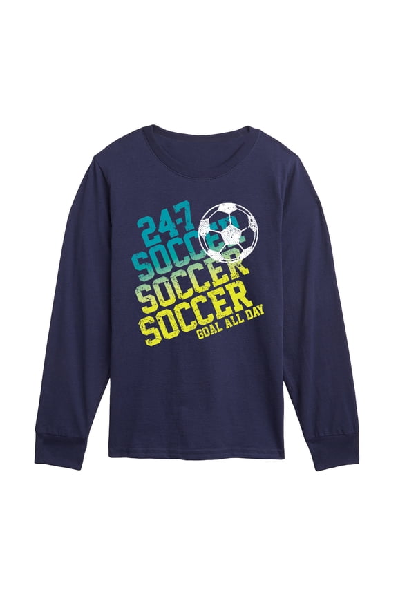 - 24/7 Soccer - Youth Boys Long Sleeve Graphic T-Shirt