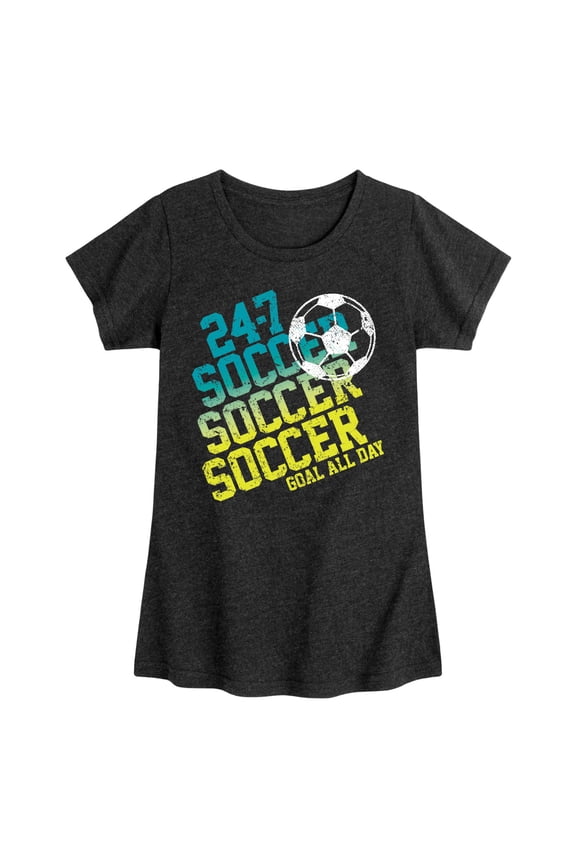 - 24/7 Soccer - Youth Girls Fitted Short Sleeve T-Shirt