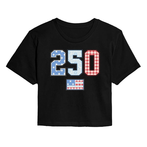 Instant Message - 250 Americana Quilt - Juniors Cropped Graphic T-Shirt