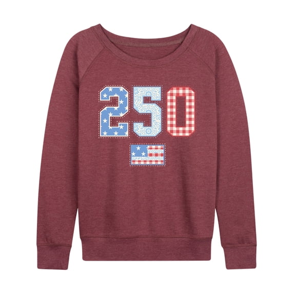 Instant Message - 250 Americana Quilt Lightweight French Terry Wide Neck Long Sleeve Graphic Shirt