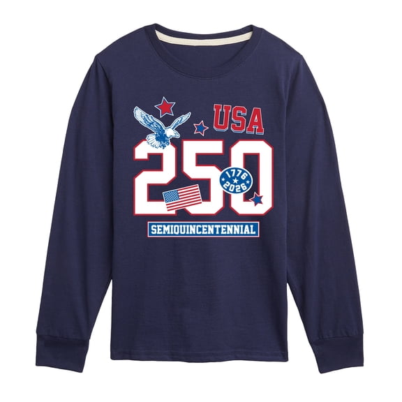 Instant Message - 250 USA Patches - Youth Boys Long Sleeve Graphic T-Shirt