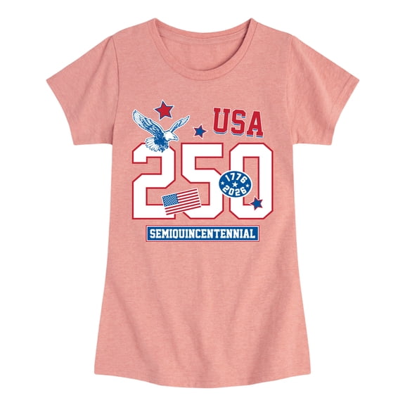 Instant Message - 250 USA Patches - Youth Girls Fitted Short Sleeve T-Shirt