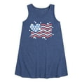 thumbnail image 1 of Instant Message - 4th of July - American Flag Heart - Toddler & Youth Girls A-line Dress, 1 of 5