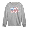 thumbnail image 1 of Instant Message - 4th of July - American Flag Heart - Toddler & Youth Long Sleeve Graphic T-Shirt, 1 of 5