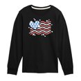 thumbnail image 1 of Instant Message - 4th of July - American Flag Heart - Toddler & Youth Long Sleeve Graphic T-Shirt, 1 of 5