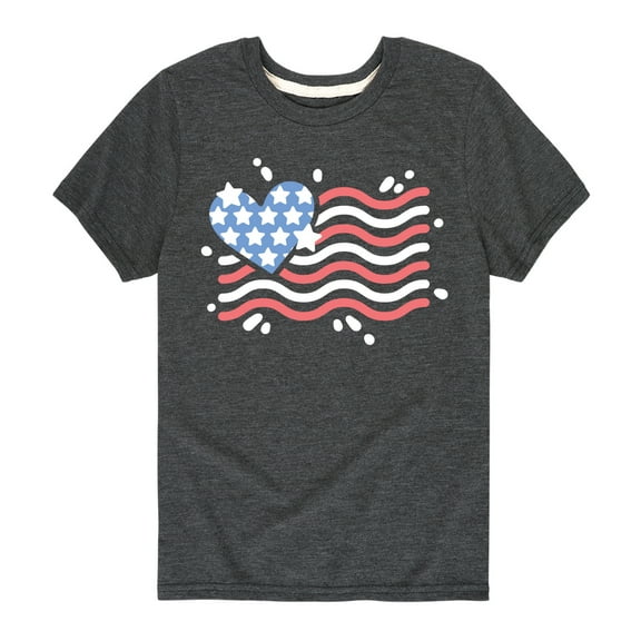 Instant Message - 4th of July - American Flag Heart - Toddler & Youth Short Sleeve Graphic T-Shirt