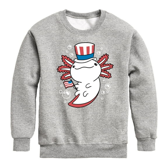 Instant Message - 4th of July Americana - Uncle Axolotl - Toddler & Youth Crewneck Fleece Sweatshirt